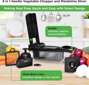 8-in-1 Vegetable Chopper & Mandoline Slicer - No-Mess Prep - Food Chopper With Container - Multi-Blade Veggie Slicer & Vegetable Dicer - Ergonomi