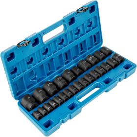VEVOR Impact Socket Set 1/2 Inches 26 Piece Impact Sockets, Shallow Socket, 6-Point Sockets, Rugged Construction, CR-V