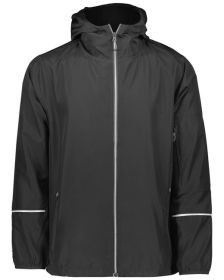 Holloway 229582 Men's Packable Full-Zip Jacket (Color: Black, size: 4XL)