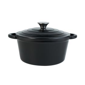 4.5 Quart Dutch Oven Pot with Lid for Bread Baking & Cooking (Color: Black, Type: Cookware)